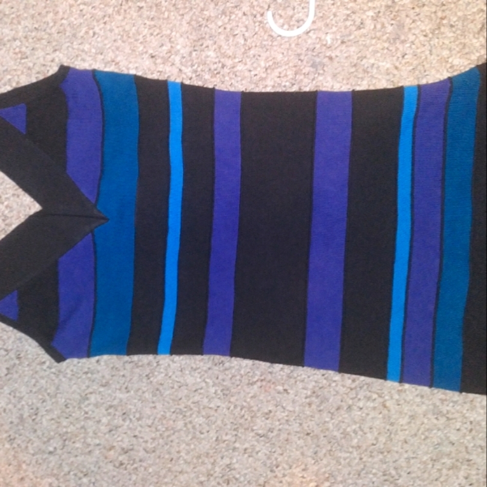 Cute black and blue striped mini dress
